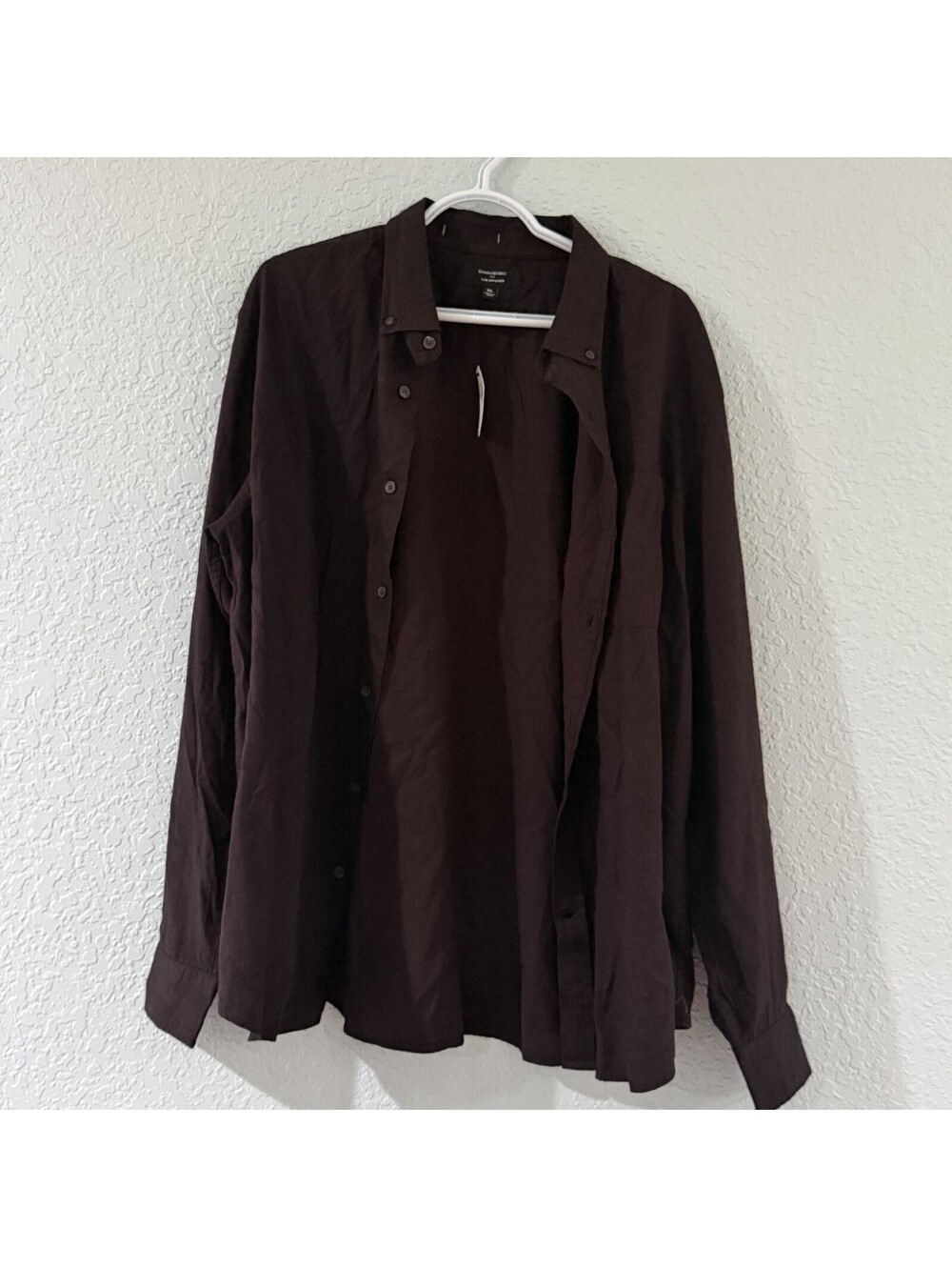 Banana Republic Slim Untucked Shirt XL Brown Long Sleeve‎ Button Front NWT